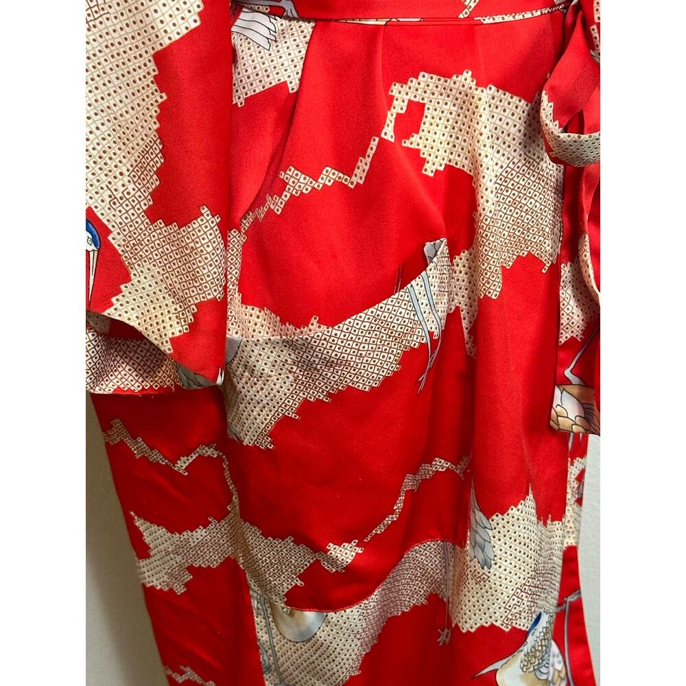 Vintage Tori Richard Honolulu red & cream kimono robe - Picture 4 of 6